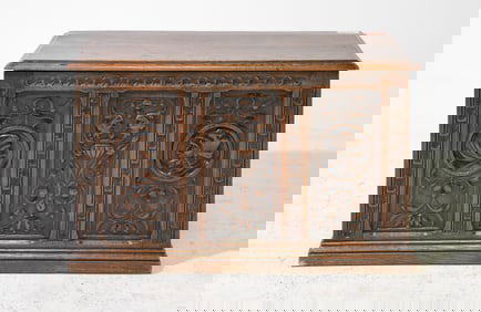 Renaissance Style Carved Oak Coffer / Trunk
