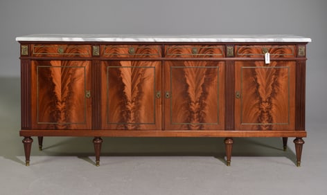 Louis XVI Style White Marble Top Sideboard c.1940's