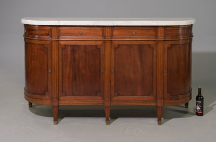 Louis XVI Style White Marble Top Curved Sideboard