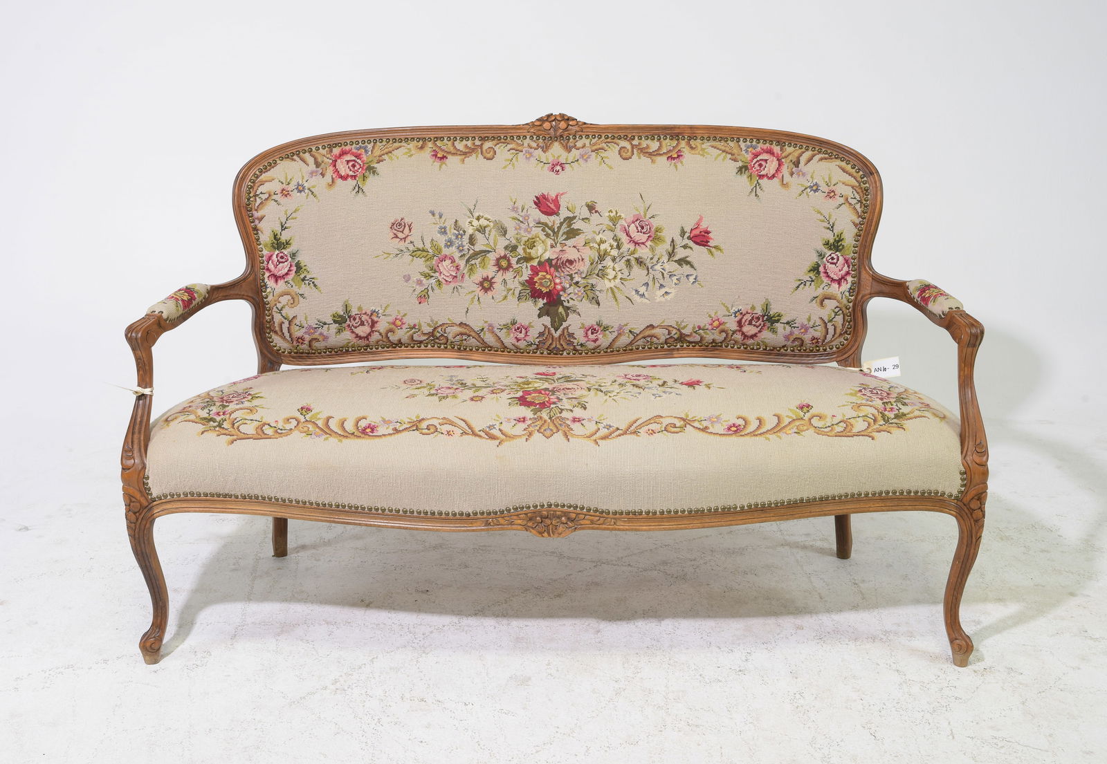 Louis XV Style Floral Needlepoint Upholstered Sofa (1 of 5)