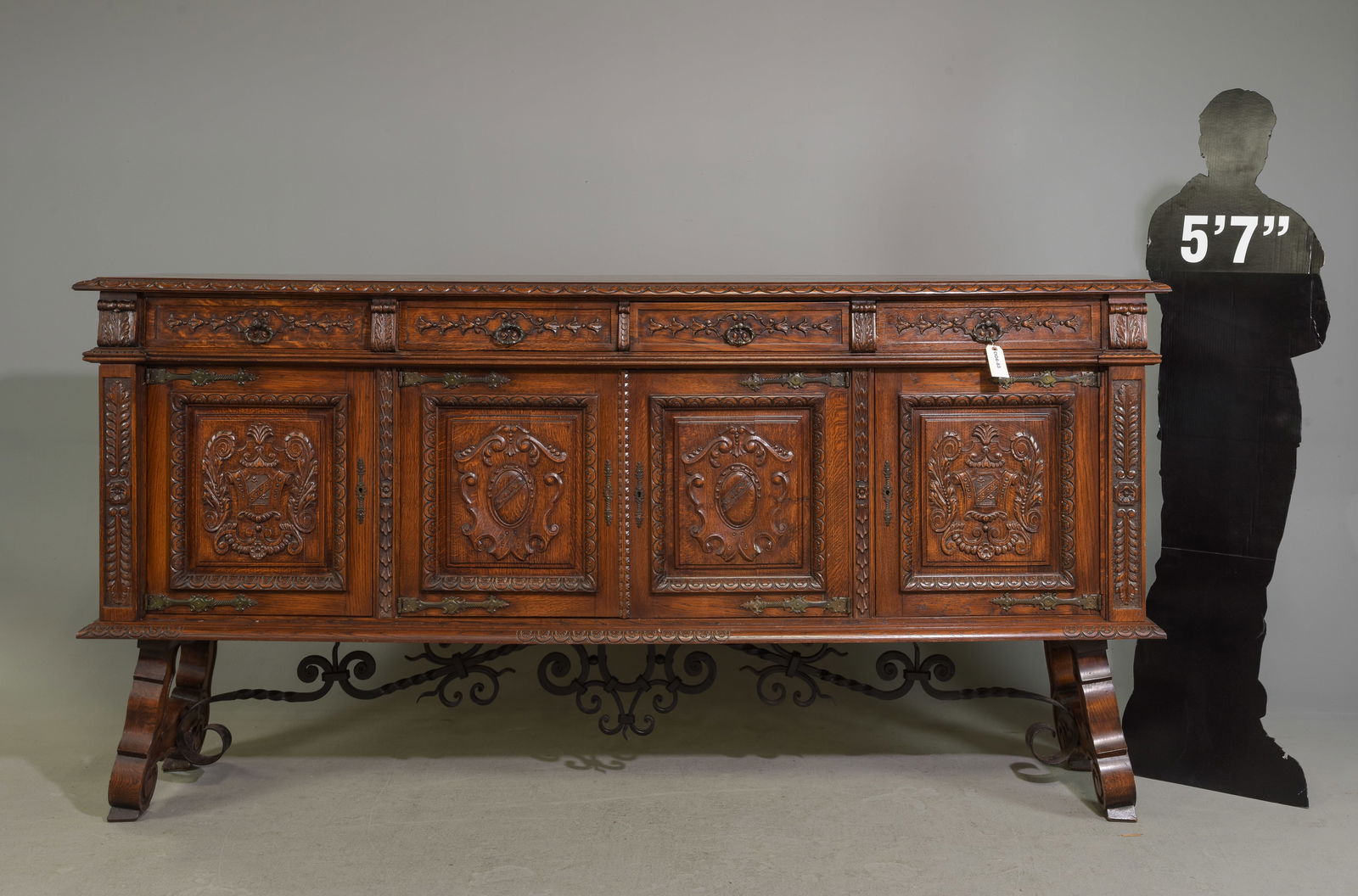 Spanish Renaissance Style Carved Oak Sideboard (1 of 7)
