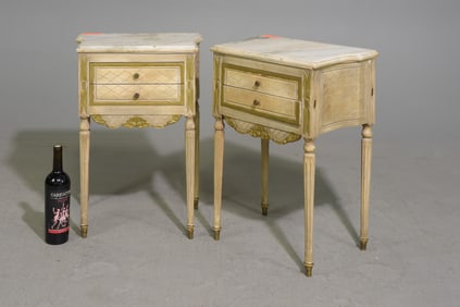 Louis XVI Style Pair of Painted Nightstands