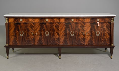 French Empire Style Mahogany Marble Top Sideboard