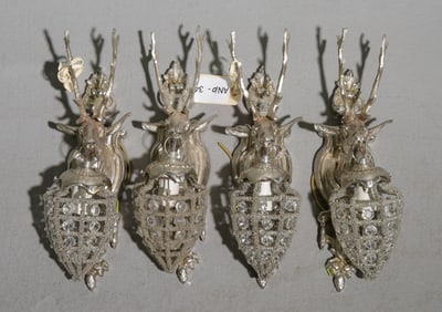 Four Empire Style Sconces with Stag Heads