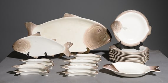 24pc French Fish Service China Set