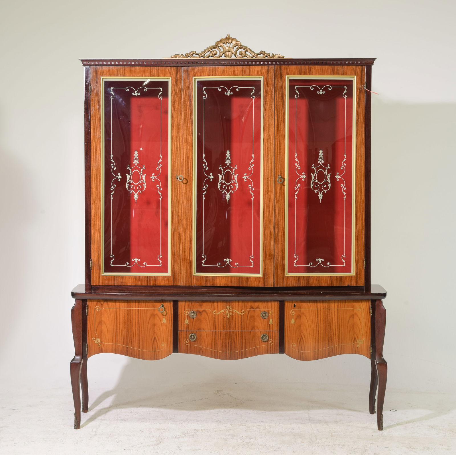 Italian Style Mahogany & Walnut China Cabinet (1 of 8)