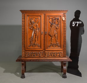 Spanish Renaissance Style Carved Cocktail Cabinet
