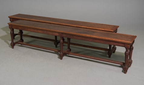 Pair of French Oak Farm House Benches