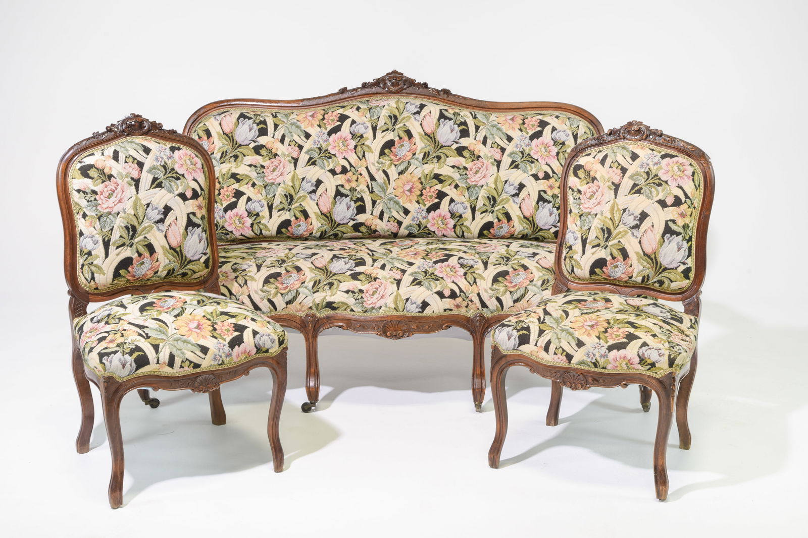 Louis XV Style French Settee & 2 Chairs (1 of 10)
