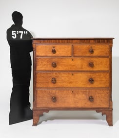 British Victorian Style Oak Chest Of Drawers