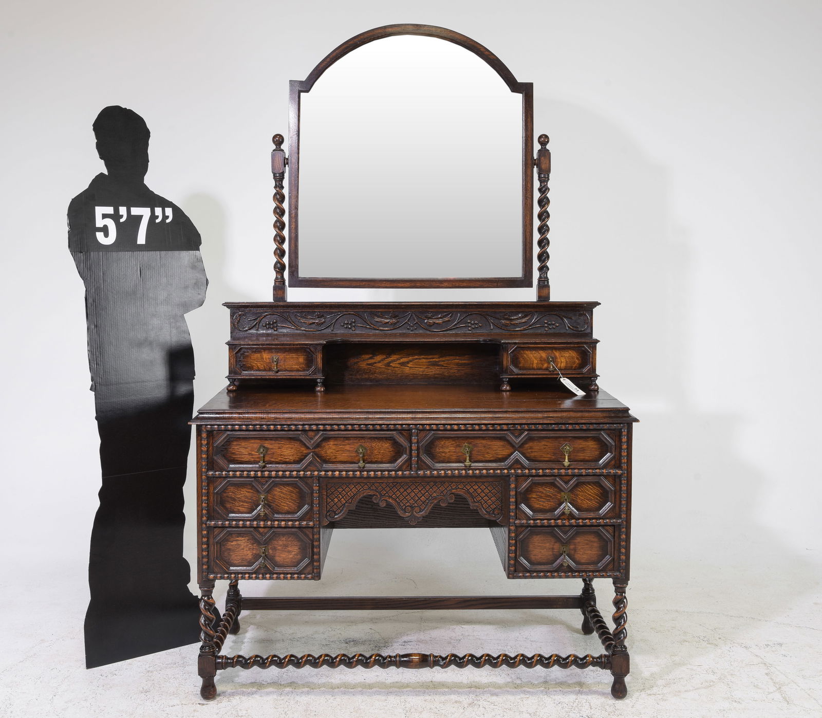 Jacobean Oak Barley Twist Dresser with Mirror c.1910's (1 of 7)