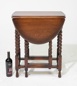 British Oak Barley Twist Drop Leaf Table #1
