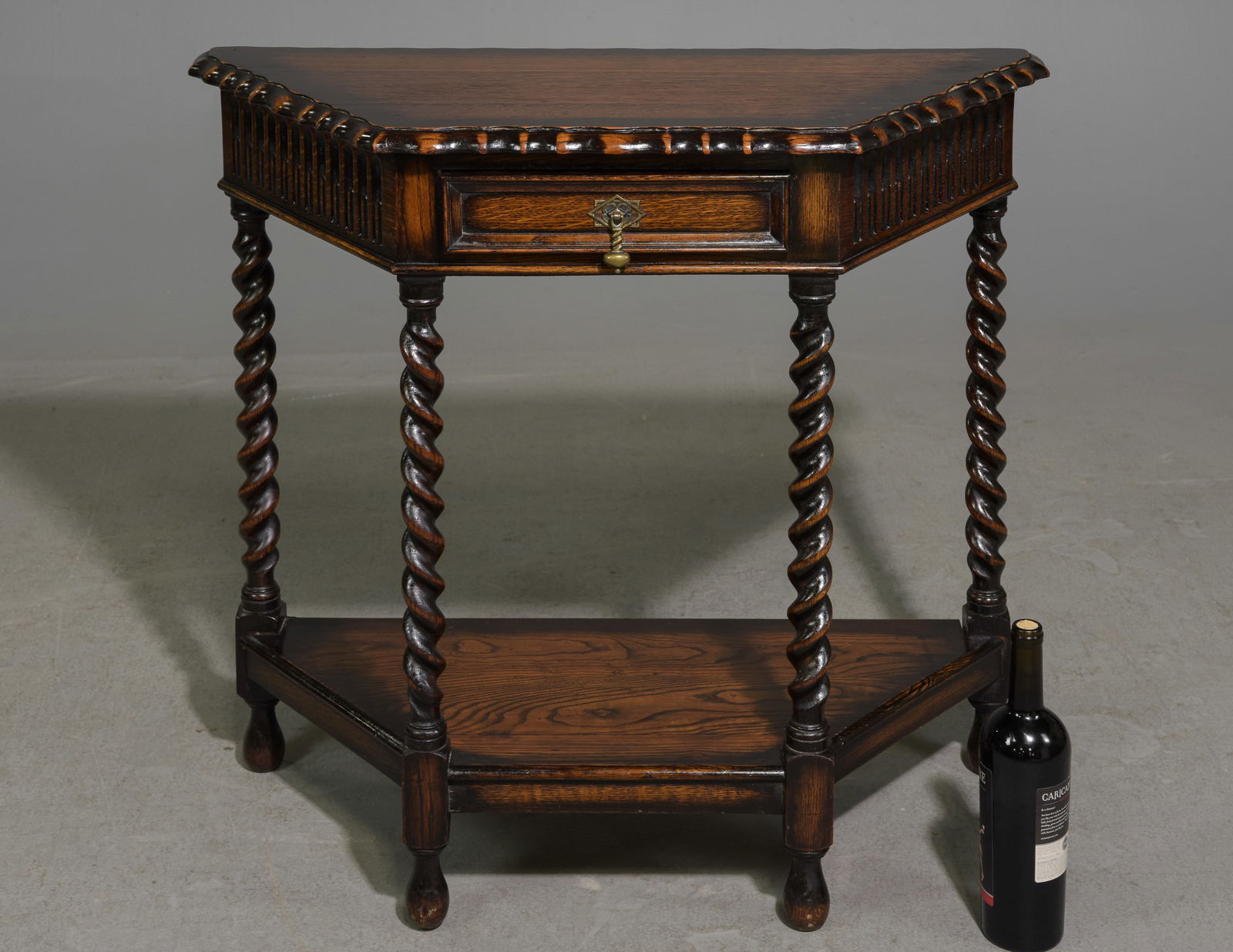 British Oak Barley Twist Single Drawer Hall Table (1 of 4)