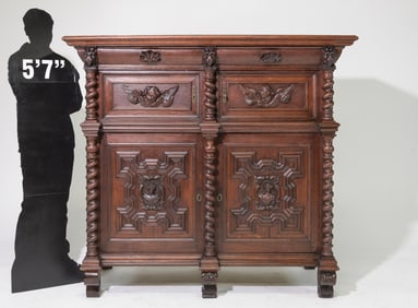 French Carved Oak Cupboard / Cabinet
