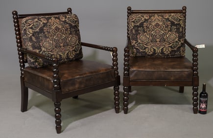 Pair of Oversize Bobbin Arm Chairs