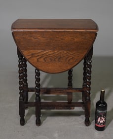 British Oak Barley Twist Drop Leaf Table