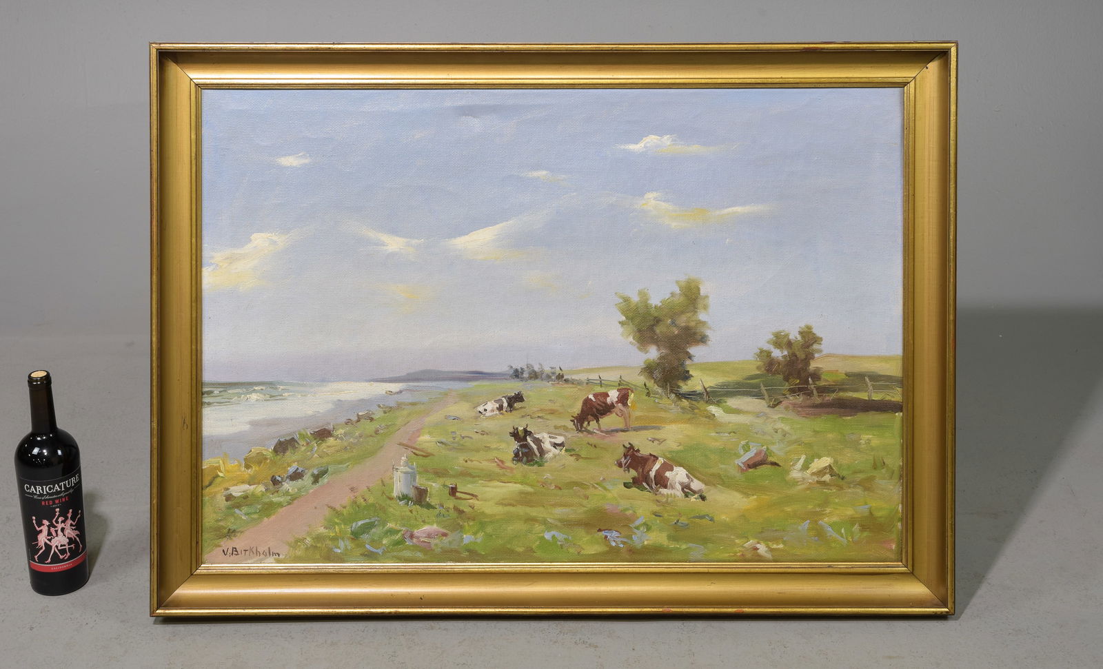 Framed Artist Signed Landscape With Cattle Art (1 of 4)