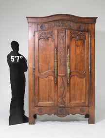 Louis XV Style Carved Oak Double Door Armoire