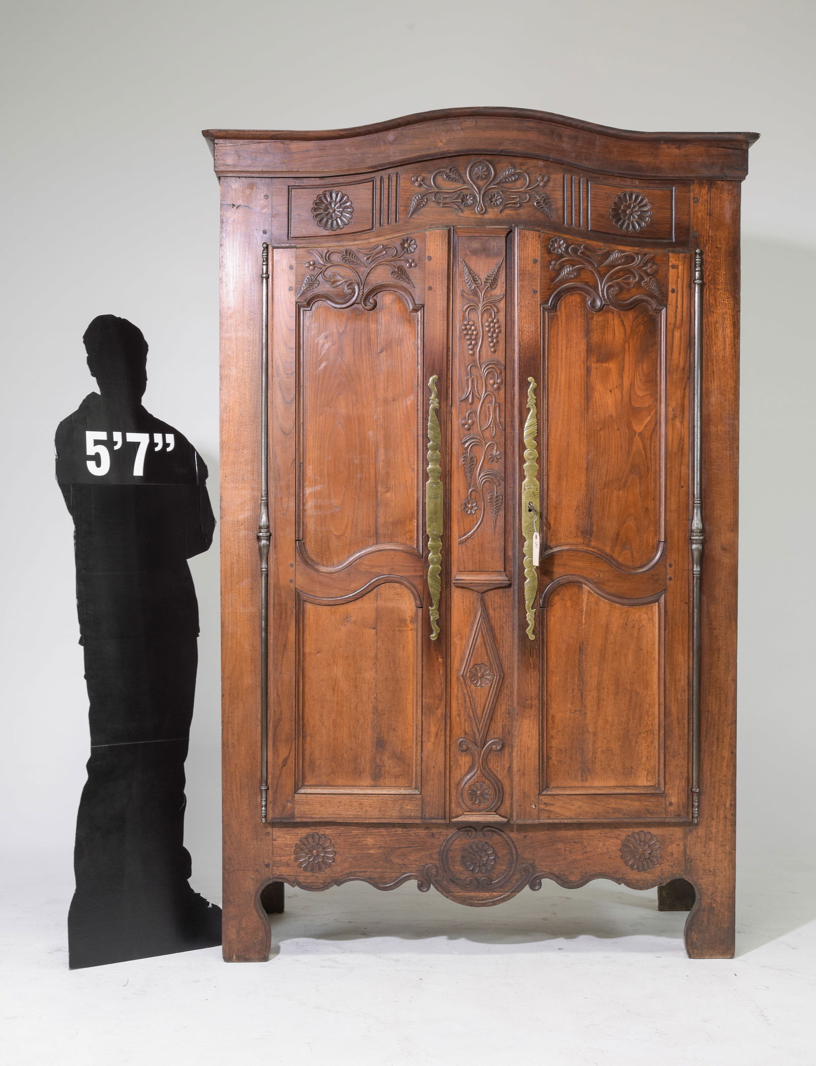 Louis XV Style Carved Oak Double Door Armoire (1 of 10)