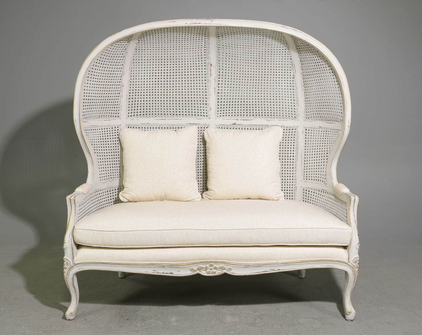 French Style Painted Double Caned Balloon Settee (1 of 5)