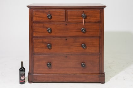 British Victorian Style Oak 5 Drawer Chest