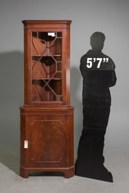 British Mahogany Corner Cabinet with Beveled Glass