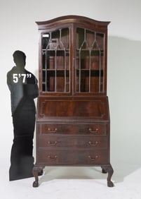 British Mahogany Ball & Claw Secretary Bookcase