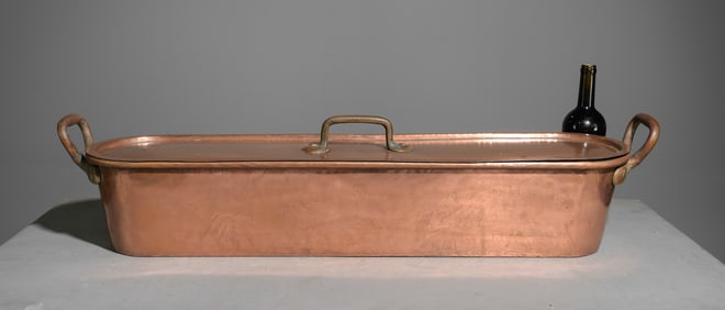 Large French Polished Copper Fish Kettle / Steamer