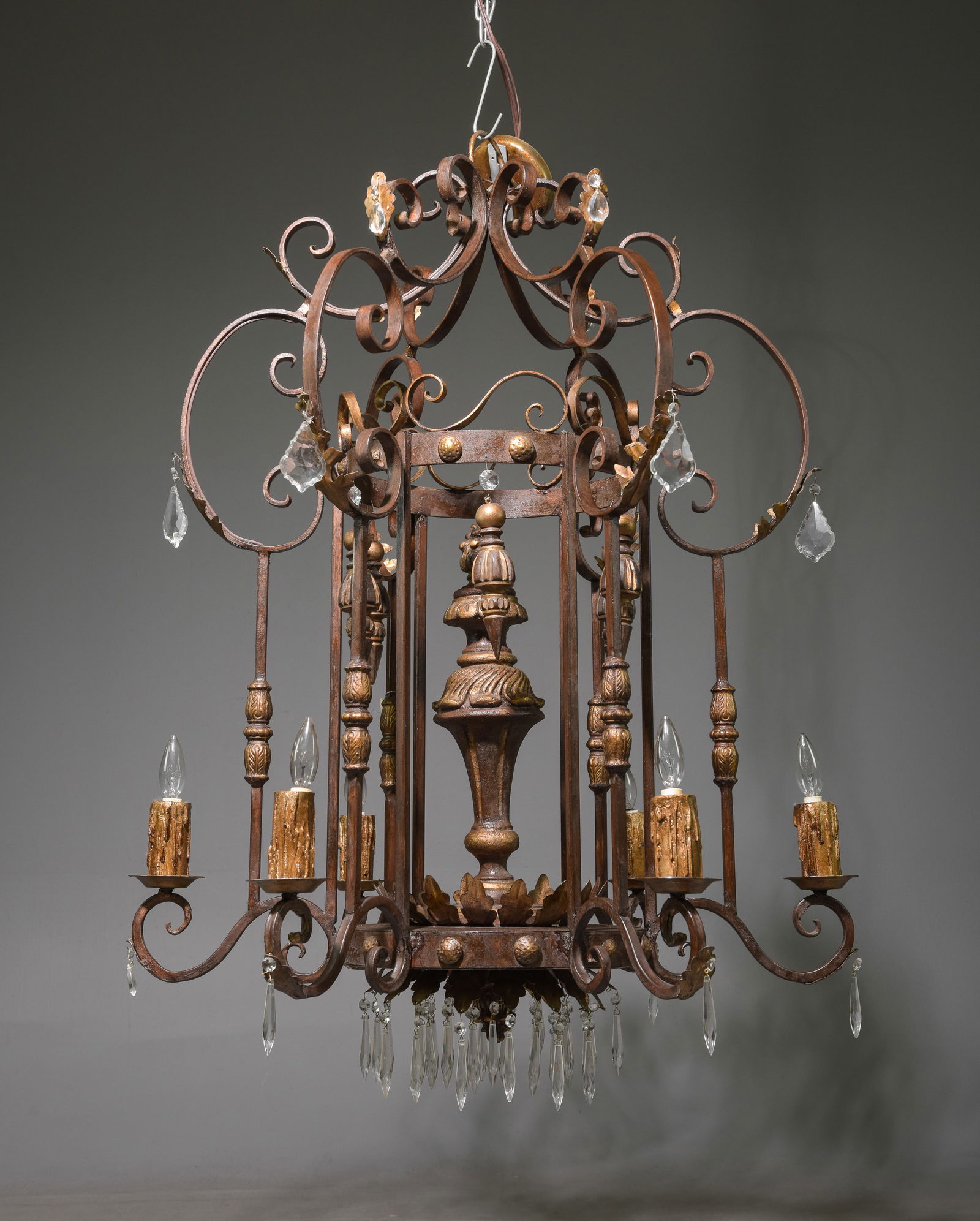 French Style Large Metal Chandelier with Crystals (1 of 6)