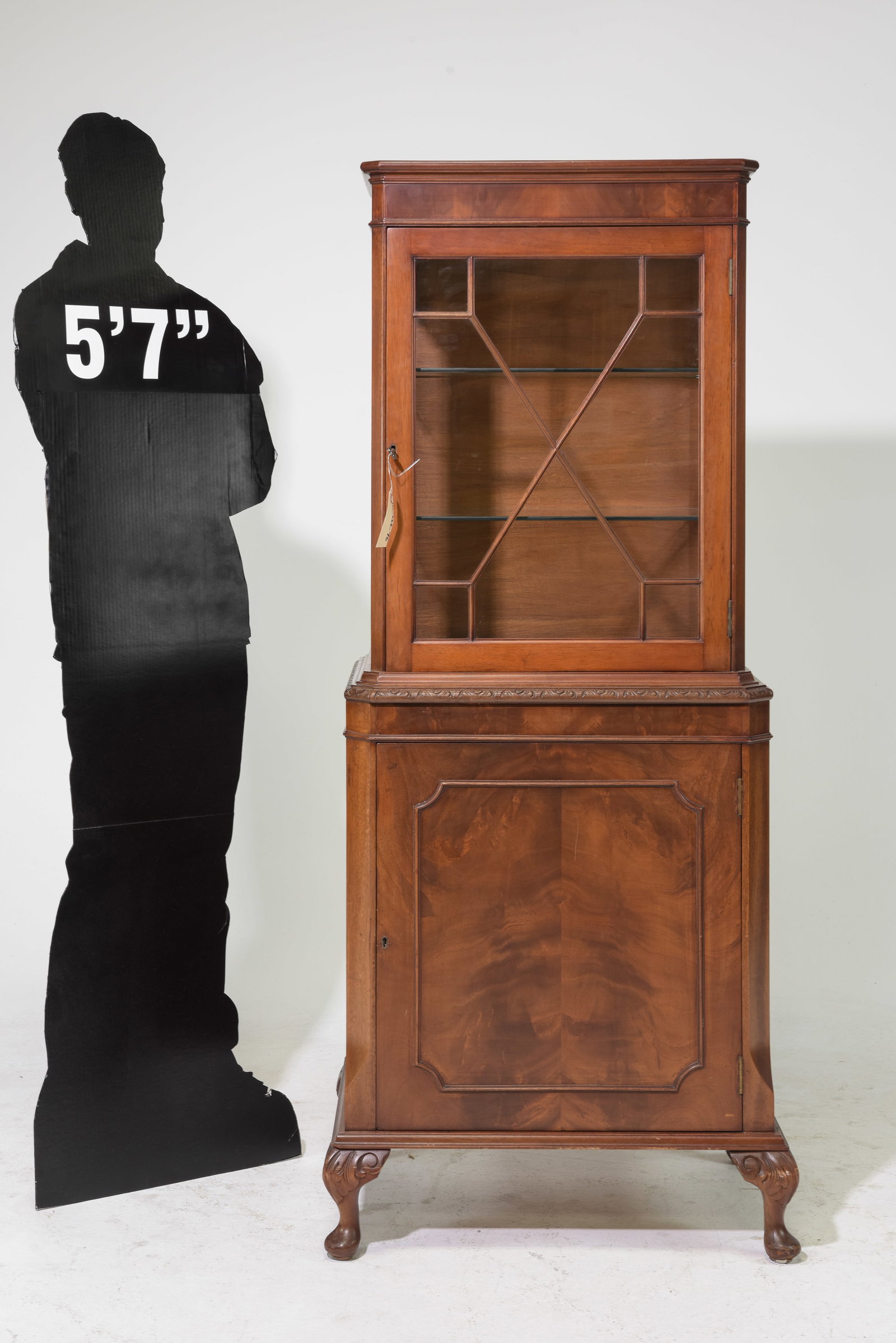 British Mahogany Display Cabinet: British Mahogany Display Cabinet - 62 inches tall x 25 x 17.5