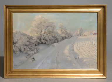 Gold Framed Winter Landscape - Artist Signed