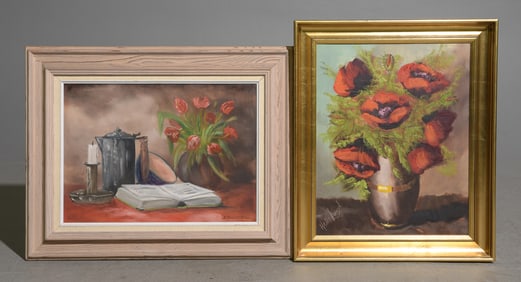 2 Framed Oil on Canvas Floral Still Life