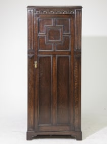 British Oak Single Door Hall Robe / Cupboard