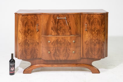 British Deco Walnut Cocktail Sideboard