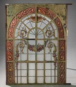 Lg. Argentine Painted & Stained Glass Window