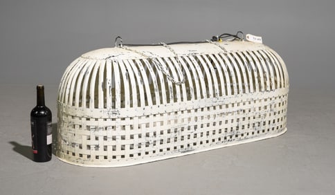 Large Painted Basket Weave Chandelier #1