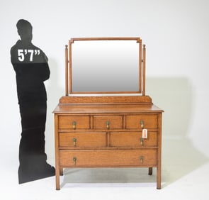 British Oak Mirrored Dresser / Cupboard