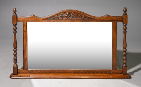 British Oak Framed Mantle Mirror c.1920's-30's