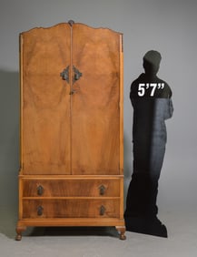 British Walnut Double Door Robe With 2 Drawers