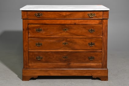 Louis Philippe Style White Marble Top Chest