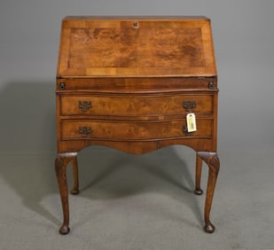 British Walnut Drop Front Desk / Bureau c.1930's