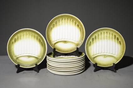 Set of 12 French Green Asparagus Plates