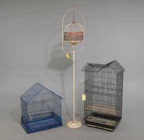Three Vintage Painted Bird Cages
