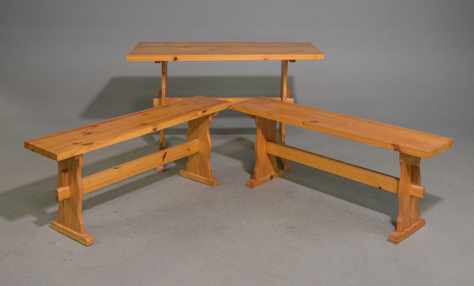 English Pine Small Table & Two Benches (1 of 4)