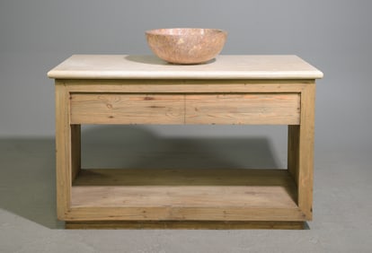 Pine Cabinet With Marble Top Sink