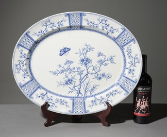 Large Blue & White Oval Platter