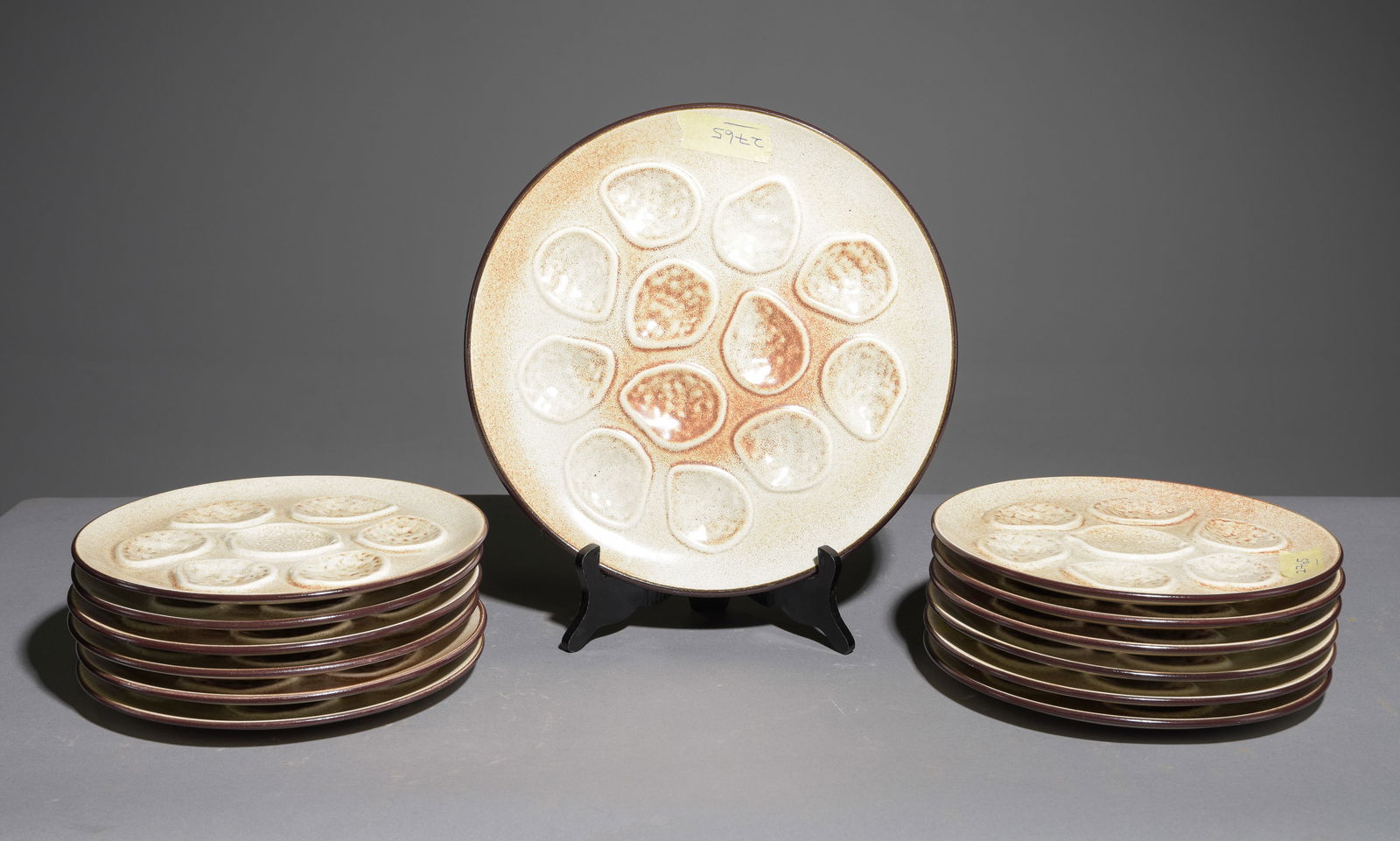 13 French Oyster Plate Set - Platter & 12 Plates (1 of 6)