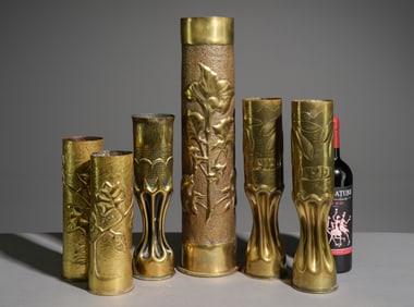 6 Trench Art Vases