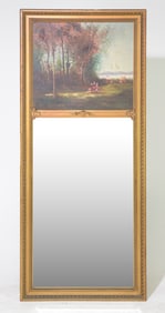 French Gold Painted Framed Trumeau Mirror