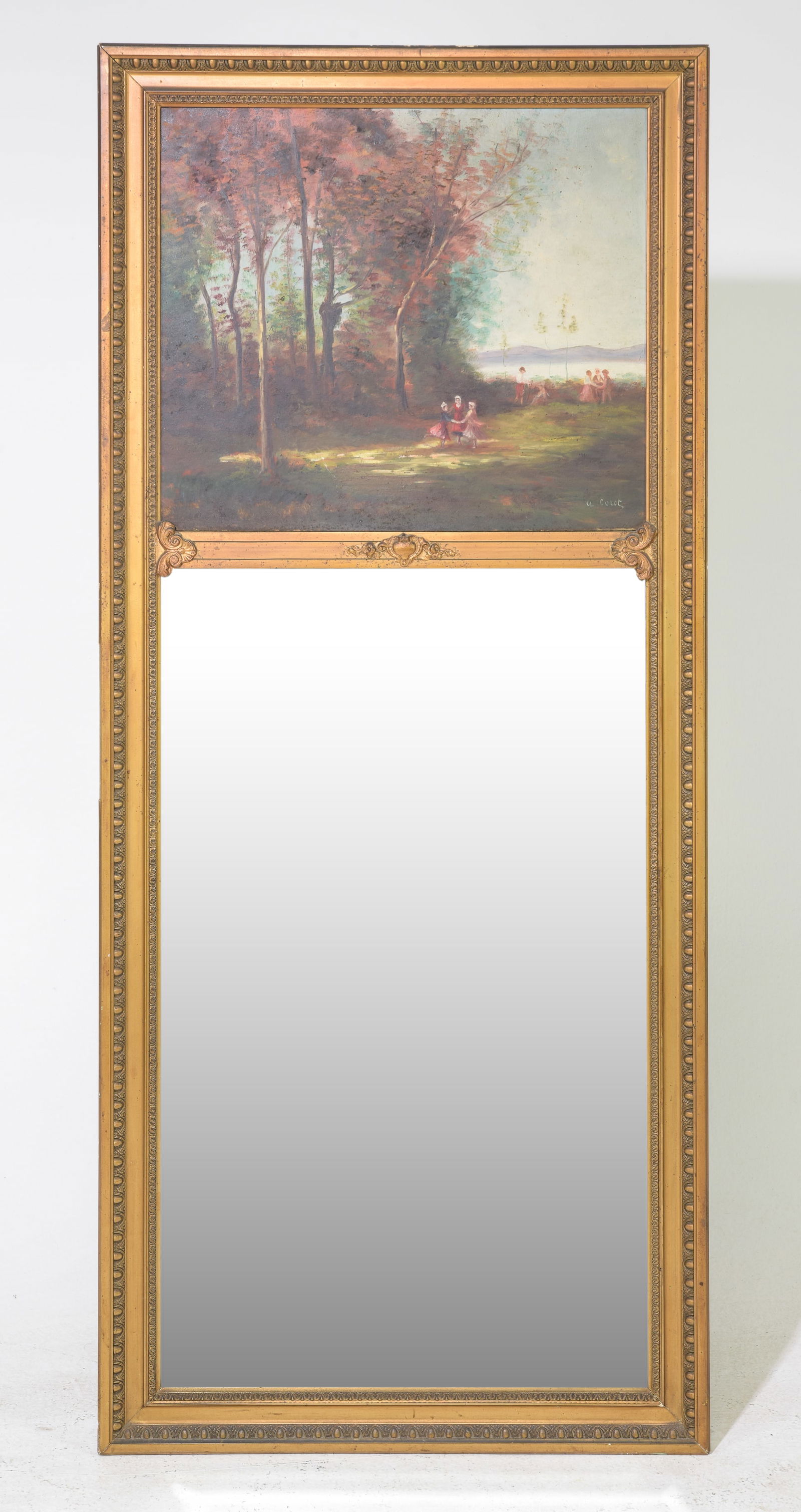French Gold Painted Framed Trumeau Mirror (1 of 5)